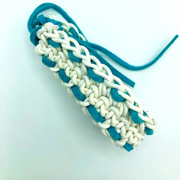 Crocheted Leather and Suede Bracelet - Picture 6 of 7